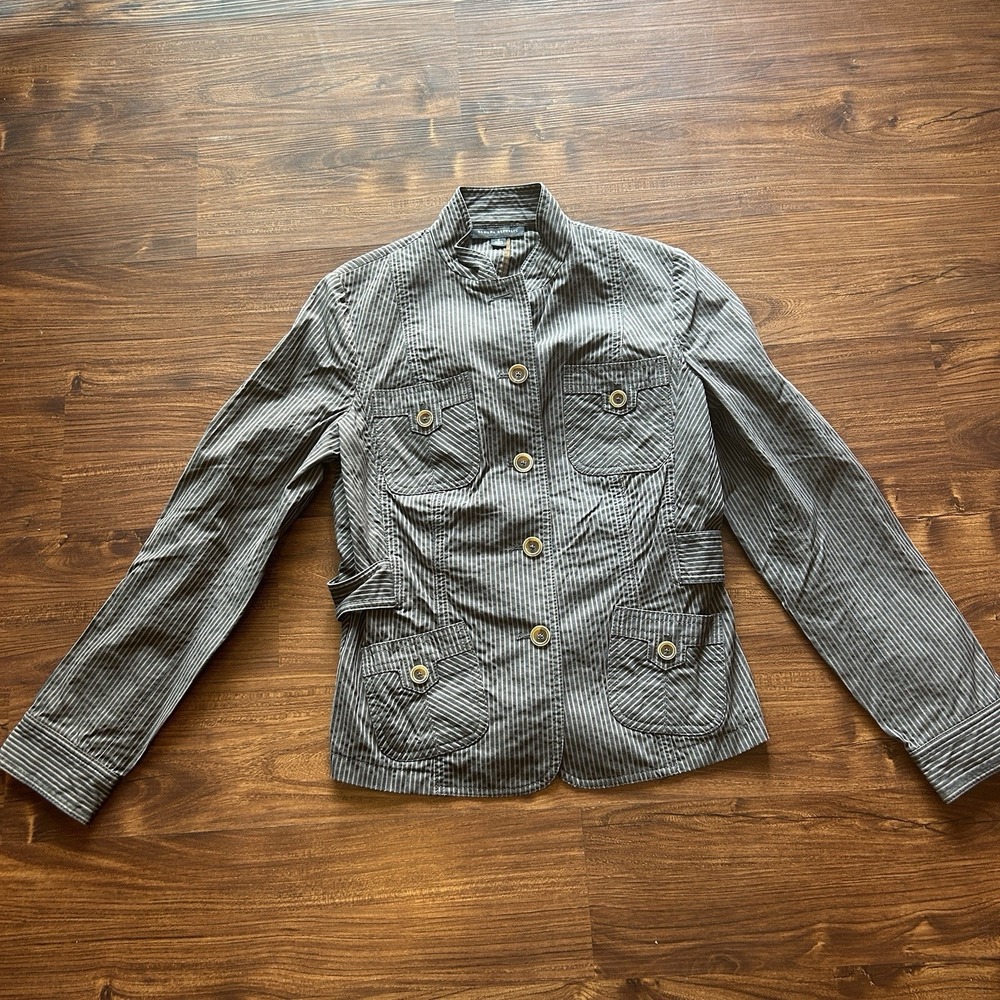 Banana Republic Heritage Pinstripe Gray Blazer Jacket Size 4